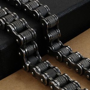 Retro Stainless Steel Motorcycle Bicycle Chain Necklace Punk Hiphop Men Women 11MM/13MM Wide Heavy Brush Black Bike Biker Link Necklace Jewelry