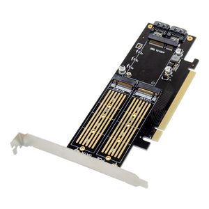 PCI-E X16 to M.2 NGFF SSD + msata SSD adapter card PCIe M.2 & mSATA NVMe expansion converter card sata3.0 mkey M sata bkey