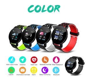 119 Plus Bluetooth Smart Watch Homens Pressão Smartwatch Round Sports Watches Smart Band Fitness Tracker SmartBand para Android iOS