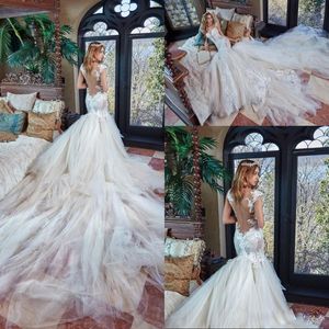 Wedding Dresses Mermaid Bridal Gowns Lace Appliques Strapless Sleeveless Plus Size Spaghetti Straps Custom Made Tailored