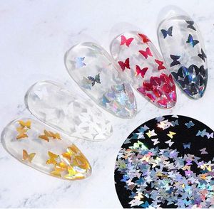 Nail Art Sparkly 3D Ультра-тонкая бабочка хлопья хлопья зеркало для ногтей пайки пайлты голографический радужный ломтик DIY маникюр украшения