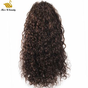 Dark Brown #2 Color Curly Hair Extensions Remy HumanHair Drawstring Ponytail with Clips 10-30inch Wavy Loose Curl