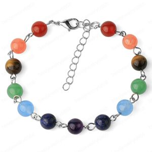 Pedras naturais 7 Chakra Bracelet Reiki Saldo Yoga pulseiras ajustável elo da cadeia para Female Cura Trendy Jewelry