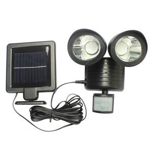 Lampada solare a LED 22 LED Lampada a energia solare a doppia testa Sensore di movimento Luce di sicurezza Lampada da parete per esterno impermeabile per giardino domestico