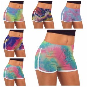 Tie-Dye Shorts Summer Stretch Lift Buttock Hot Pants Girls Slim Casual Pants High Waist Fitness Leggings Yoga Shorts Printed Workout BC7570