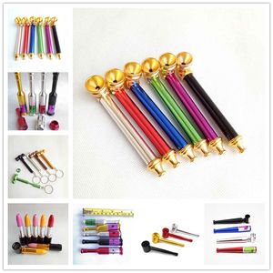 Hammer metal Tobacco Smoking Pipe Herbal Cigarette Hand Filter Marker Pen Pot Lipstick Bottle Baseball Pipes Keychain 7Styles