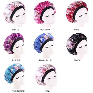 Kadınlar Kız Saten Çiçek Baskı Kapaklar Bonnet Gece Uyku Şapka Saç Bakımı Başkanı Wrap Beanie Moda Aksesuarları