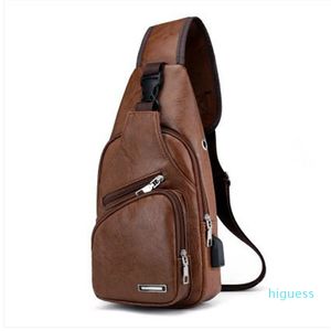 Fashion Shoulder Bag Men's Leather Waist Pack Casual Business Messenger Shoulder Bag Crossbody Handbag Charging Anti-theft Outdoor