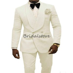 アイボリーボーホーウェディングタキシード2ピーススリムフィット結婚式の新郎Tuxedos 2020男性Tuxedos新郎結婚式のスーツ男洋風スタイルスーツ安い