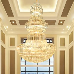 Europeiska lyxiga kristallkronor Ljus fixtur ledde modern stor amerikansk ljuskrona hotellhall lobby hem inomhus belysning dia80 cm / 100 cm