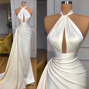 Günstige Neue Wunderschöne Einfache Sexy Meerjungfrau Kleider High Neck Keyhole Drapiertes Abendkleid Abend Ogstuff Vestidos Fiesta Robes De Bal