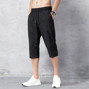 Men's Long Shorts Men's Shorts Summer Breeches 2020 Thin Nylon 3/4 Length Trousers Male Bermuda Board Quick Drying Beach Black