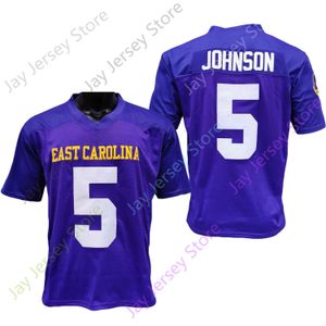 2020 Yeni NCAA East Carolina Pirates ECU Formalar 5 Chris Johnson Koleji Futbol Jersey Mor Boyut Gençlik Yetişkin