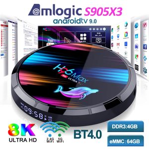 H96 Max X3 Android 9.0 Caixa de TV inteligente Amlogic S905x3 HD 8K 2.4G / 5G WiFi BT4.0 Set Receptor Top