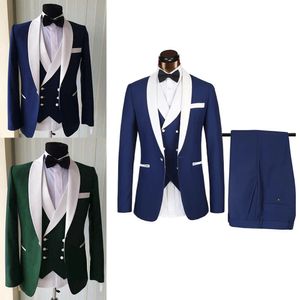 3 szt Solid Color Mens Garnitury Designer Wedding Tuxedos 2020 Slim Fit Groom Groomsmen Garnitur Męskie Formalne zużycie