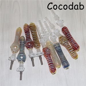 Glass Nectar Kit with Titanium or Quartz Tips Hookahs Dab Straw Oil Rigs Silicone pipes smoking accessories