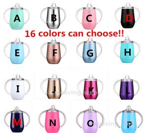 16colors!! Sippy cup 10oz Kid water bottle Stainless Steel tumbler with Handle Vacuum Insulated Leak Proof Travel cups Baby bottle BAP FREE