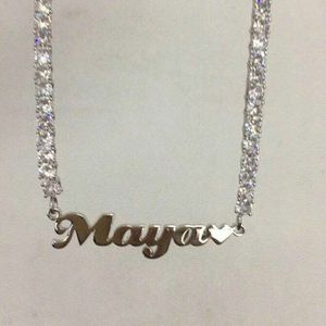Custom Name 4MM Tennis chain Namplate Rose Tennis choker Cz Bling Bling Hip Hop Cubic Zirconia Jewelry For Gift