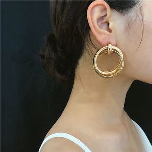 Double Helix Earring 더블 헬릭스 유럽 골드 귀걸이 후프 간단한 비즈니스 기하학적 라운드 펜던트 스터드 귀걸이 여성 여자 실버 귀 보석