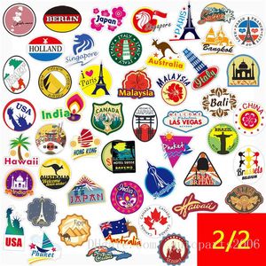 100Pcs Travel Map World Famous Building Nature Stickers Decals Waterproof Car Laptop Stickers Luggage Bottle Travel Case Vinyl Decals