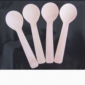 Wholesale tableware accessories for sale - Group buy Disposable Wooden Spoon Children Western Dessert Spoons Round Tableware Kitchen Accessories Birthday Party Tablewares Cute Good ls E2