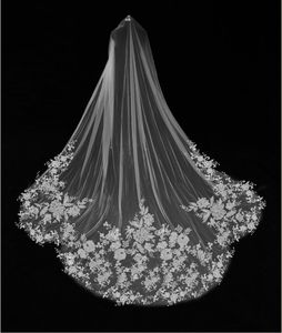 مخصص الزفاف الحجاب كاتدرائية طول شحن مجاني الحجاب الأبيض 3M الرباط appliqued الزفاف الحجاب الزفاف