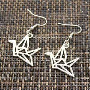 20pair/40pcs Retro Punk Earrings Origami Paper Cranes Earrings Silver Plated Fashion Jewelry