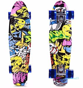 Wholesale-2018 Freestyle Printing Street 22Inch Long Skate Board Complete Retro Graffiti Style Skateboard Cruiser Long Board Skateboards