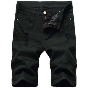 Mężczyźni dżinsy krótkie dżinsy cierpienia solidne szorty Destory Hole spodnie Hip Hop Pants Fashion Shorts 1900#