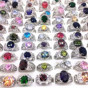 wholesale 20 teile/los Damenringe Mode Silber Zirkon Stein Strass Metall Luxuriöser Schmuck Ring Hochzeit Verlobungsbänder Brandneu