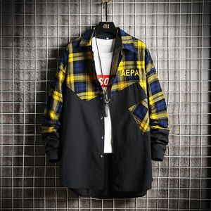 Новые моды мужские клетчатые рубашки с длинным рукавом Slim Fit Mathed Flannel рубашка 100% хлопок Harajuku Streetwear Jacekt рубашки плюс размер