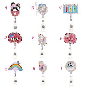 1pc /5pcs /10pcs Cute Retractable Rhinestone Crystal Animal Sheep Test Tube Teeth Shape ID Badge Reel Holder For Decoration