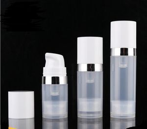 Esvazie 5ml 10ml 15ml garrafas airless claras airless airless a garrafa de loção de vácuo com linha de prata embalagem cosmética sn1306