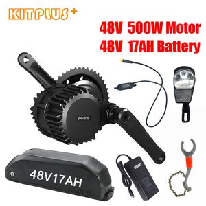 48V 500W BAFANG EBIKE MID MOTOR BBS02 500 Watt Bike med batteri 17Ah motor kit för motoriserad cykel