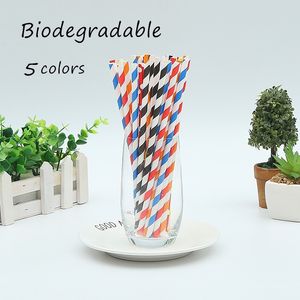 ECO Friendly Paper Straw Biodegradable Straws Party Supplies Christmas Holiday Decoration 5 Bright Colors Free Shipping