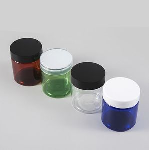 Frascos de armazenamento redondos de plástico transparente Frascos de recipientes de plástico de boca larga com tampas de rosca para armazenamento de produtos líquidos e sólidos