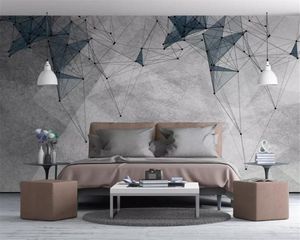 Beibehang Modern Silk素材ノルディック性格抽象的な幾何学的線​​壁画テレビの背景壁Papel de Parede 3D壁紙