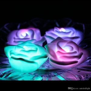 Fantazyjne Kolorowe Zmiana Światła Kwiat Romantyczny Dekoracje Ślubne Party Lampa Świeca Zrób Życzenie Rose Led Night Light