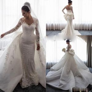 Bröllopsklänningar Mermaid Bridal Gowns Lace Appliques Plus Storlek 2 4 6 8 10 12 14 16 18 20 22 24