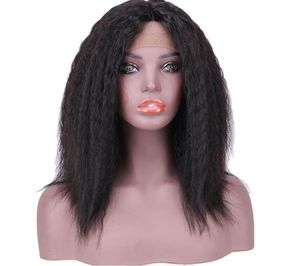 Bellahair Kinky Straight Lace Front Pigs för svarta kvinnor Brazlian Human Virgin Hair Wigs Pre Plucked Medium Cap