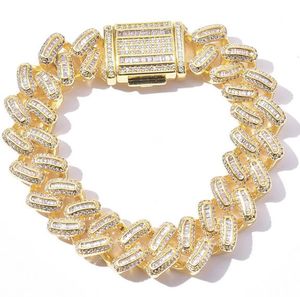 Mens Iced Miami Cuban Link Bracelet 14k Gold Plated Solid Diamonds 15mm Cz Bracelets Cubic Zirconia Jewelry