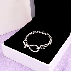 NEW Chunky Infinity Knot Chain Bracelet Women Girl Gift Jewelry for Pandroa 925 Sterling Silver Hand Chain bracelets