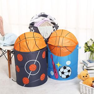 Koszykówka Kosze Kosze Baseball Pralnia Basket Wodoodporna Tkanina Składana Pralnia Torba Roalry Bucket Room Organizer