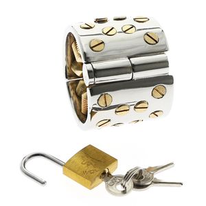 Kalis Zähne 4 Reihen Gold Spike Extreme Keuschheitsgürtel Penisring Cock Lock für Männer Hodensack Anhänger Männliche Foltergeräte BDSM Spielzeug CX200731