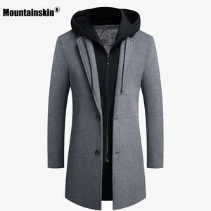 Mäns ullblandningar 2022 Hoodedjacka Vinterhösten Mens Lång vindtät Coat Casual Tjock Slim Fit Male SA951