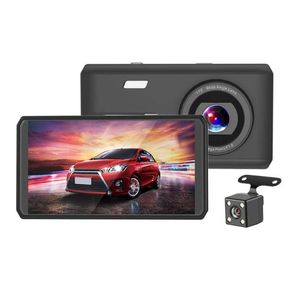 4,5 polegadas 1080p full hd touch screen carro painel dvr driving gravador dianteiro vista traseira dual lente câmera gravação em tempo real