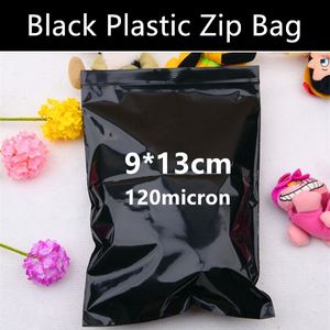 Partihandel 100st 9cm * 13cm * 120micron Svart laminerad Zip Bag Plastförpackning Zipper Bag Present / Post Bag
