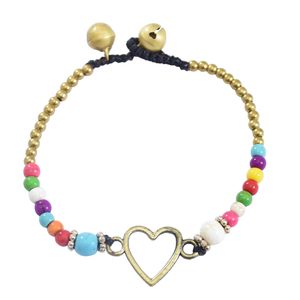 3 Bracciale con perline stile Boho Bracciale a catena con ciondoli a forma di cuore in lega di imitazione pietra per le donne