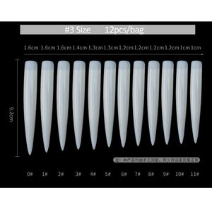 Naf004 12pcs naturliga transparenta falska naglar tips akryl uv gel manikyr konstgjord suprer längd falska nagel dekorationer