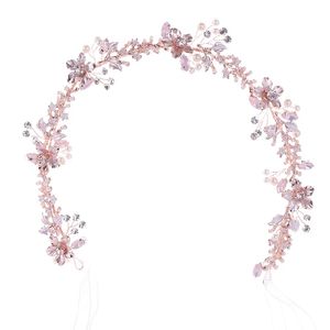 Elegante oro rosa con fiore di cristallo imitazione perla fasce per capelli vite nuziale accessori per capelli da sposa